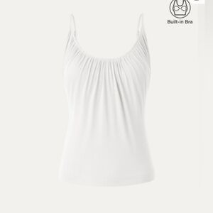 OGL Scoop Neck Gathered Spaghetti Brami Top, XS, Fog